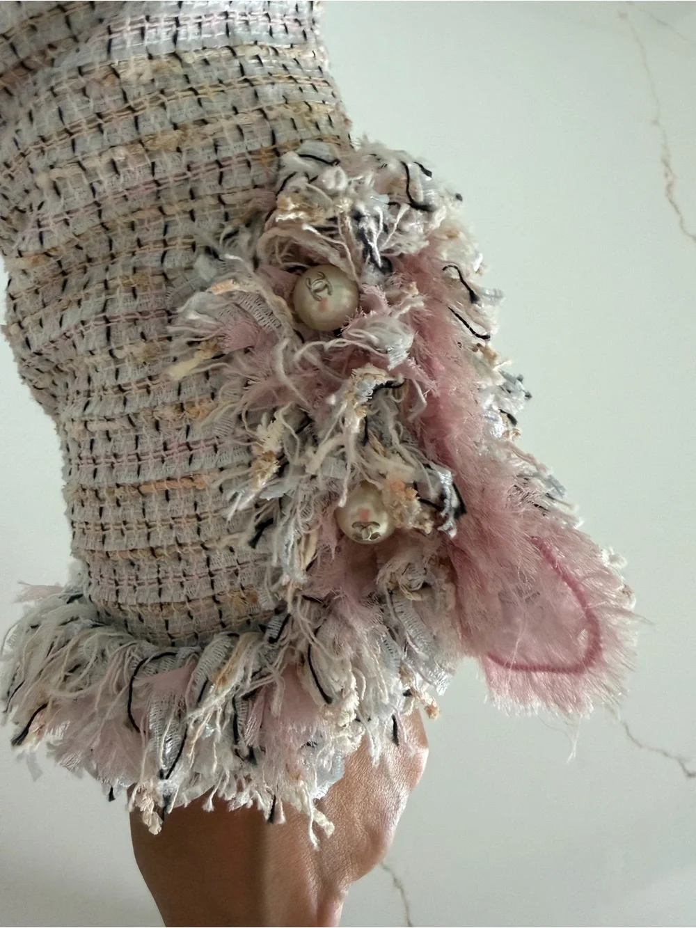 CHANEL 2004 Fantasy Tweed Lesage Poodle Pink Cream Blazer Jacket and skirt